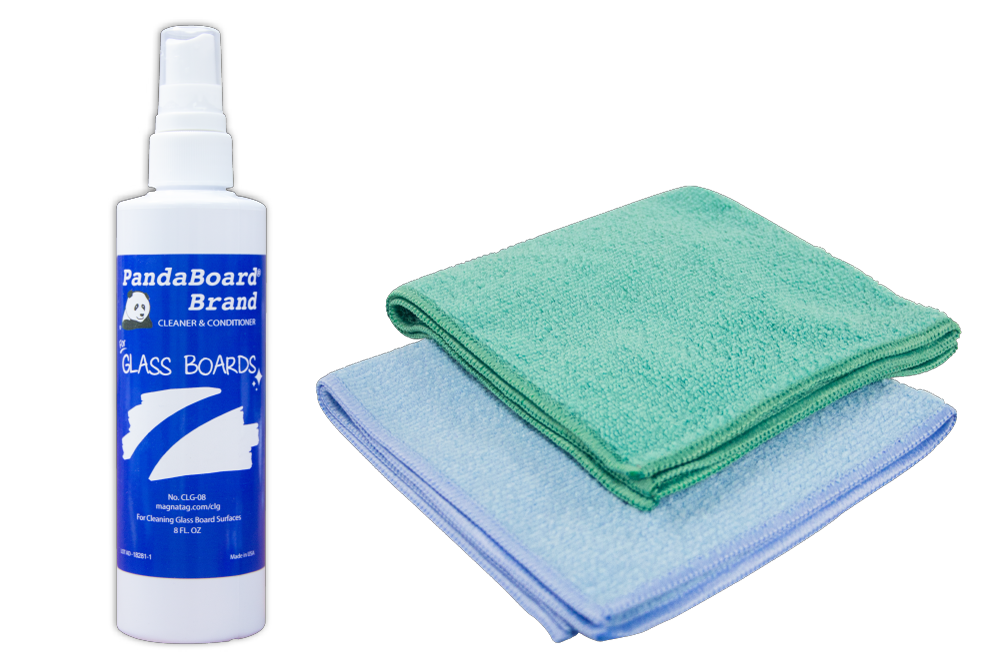 PandaBoard® Brand Glassboard Cleaner and Microfiber Towels