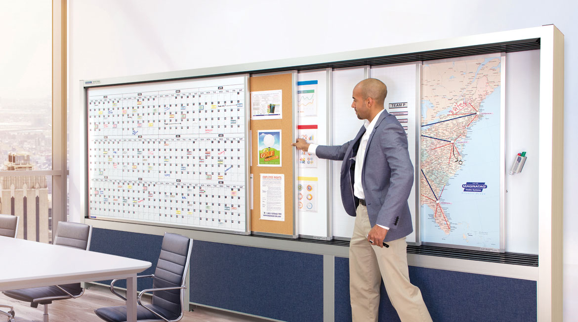 Sliding Panel DryErase Board Systems PlanView by Magnatag