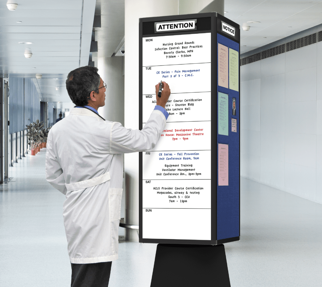 Rotocube Free Standing Rotating Whiteboard Bulletin Tower