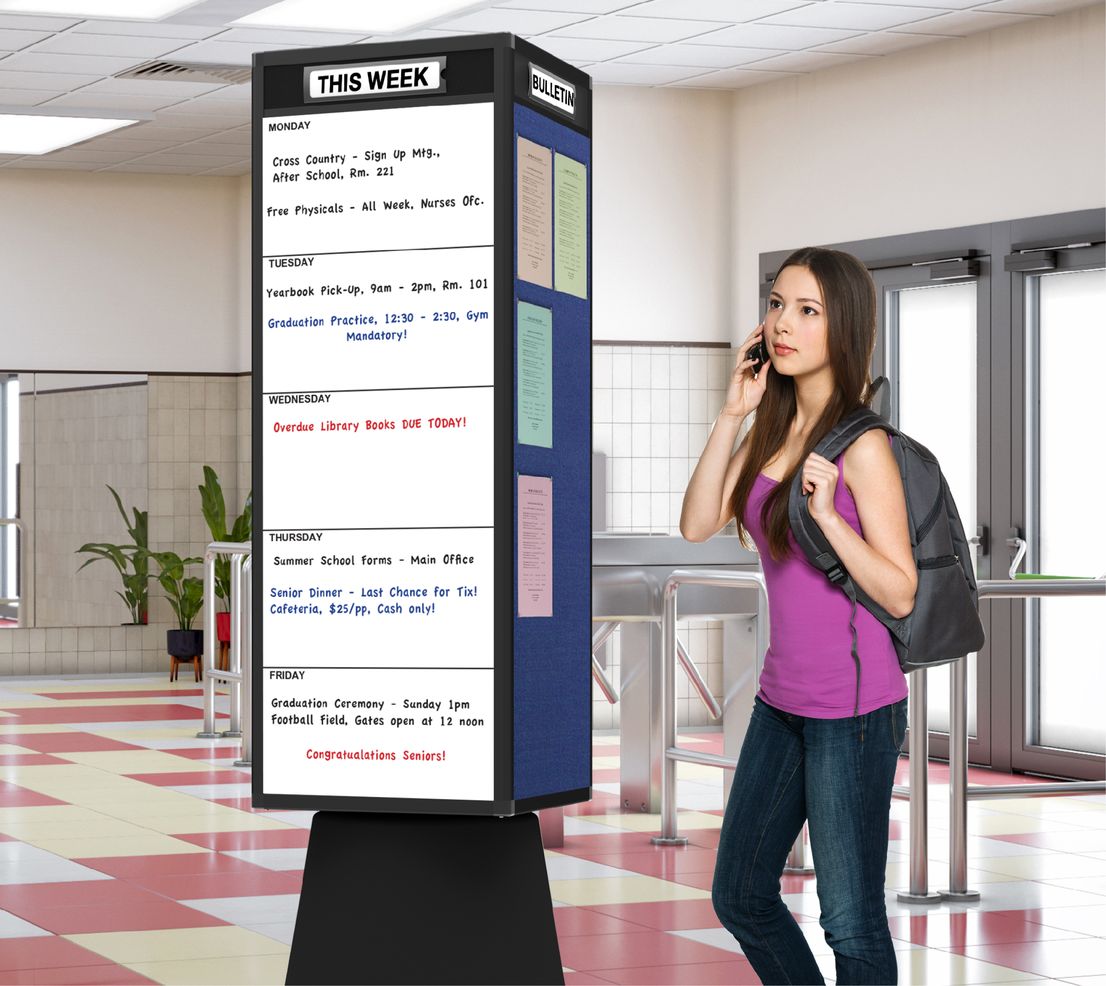 Rotocube Free Standing Rotating Whiteboard Bulletin Tower