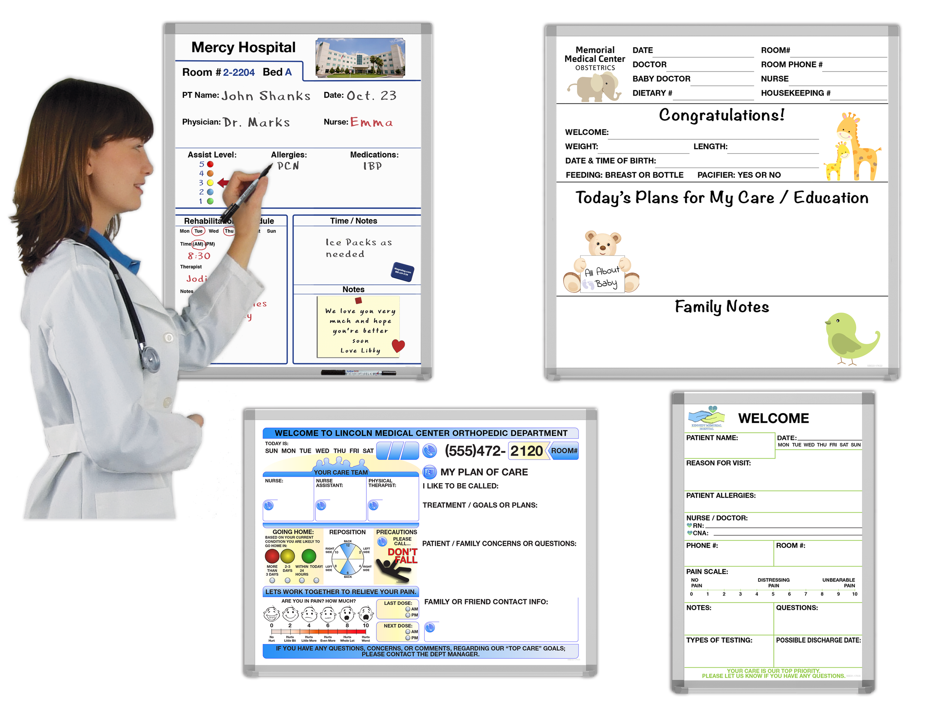 Custom Printed Hospital Patient Bedside Whiteboards