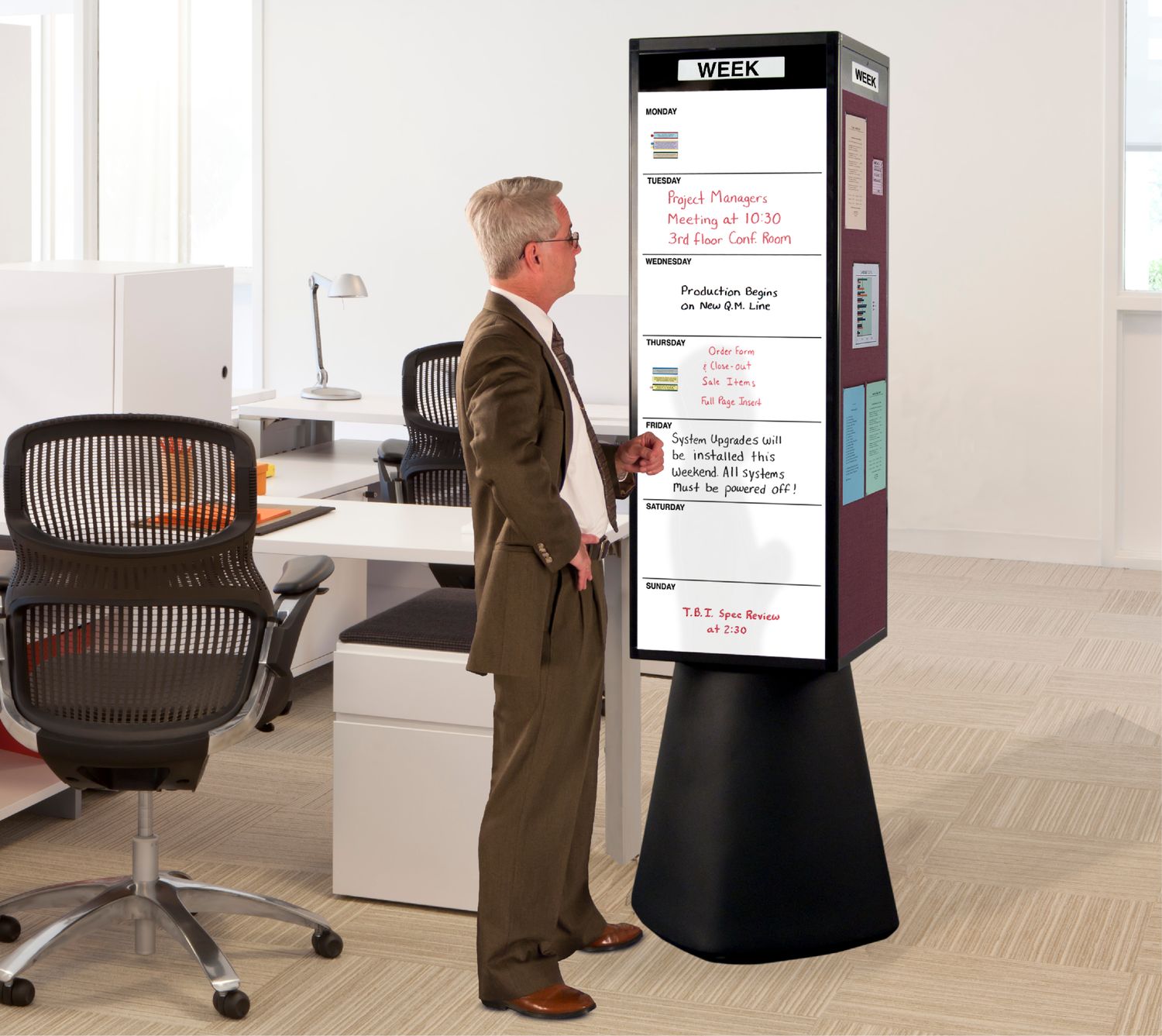 Rotocube Free Standing Rotating Whiteboard Bulletin Tower