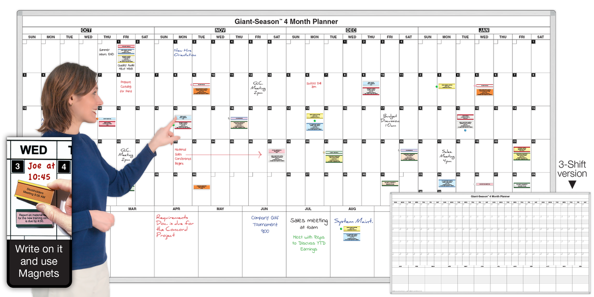 Giant-Season™ 4-Month Magnetic Planning Calendar