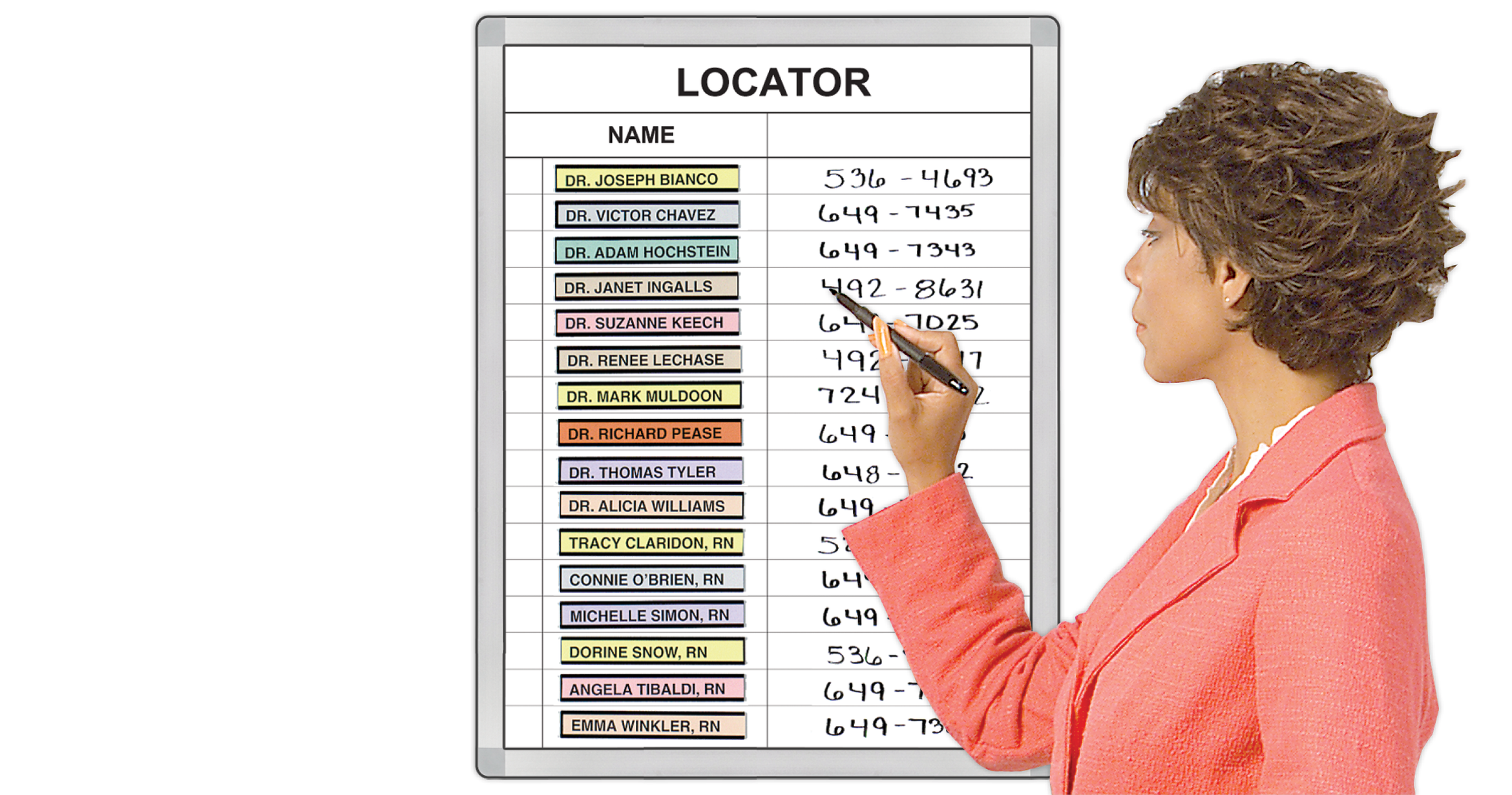 Staff Locator™ Board Hospital Staff Room Identifier Whiteboard