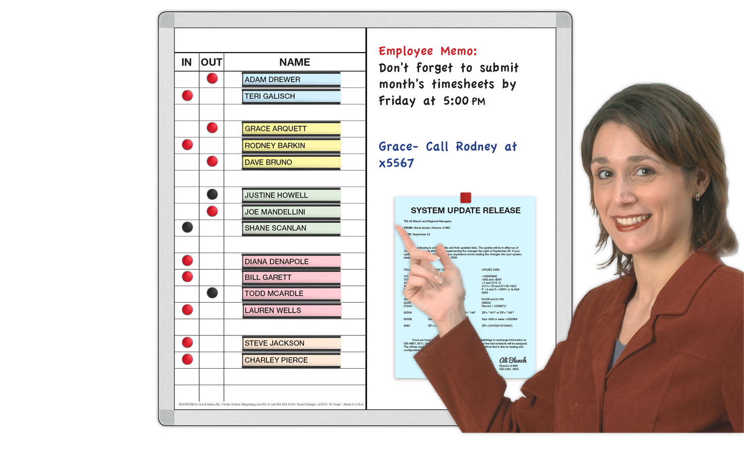 InOut, In/Out & Name Bulletin ComboBoards® Magnatag