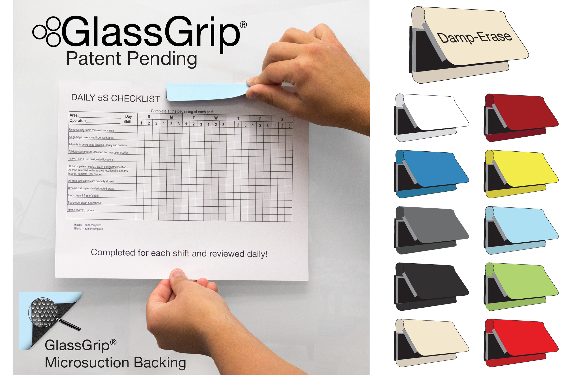 GlassGrip® MagnaSnap® Paper Clamps for Glass