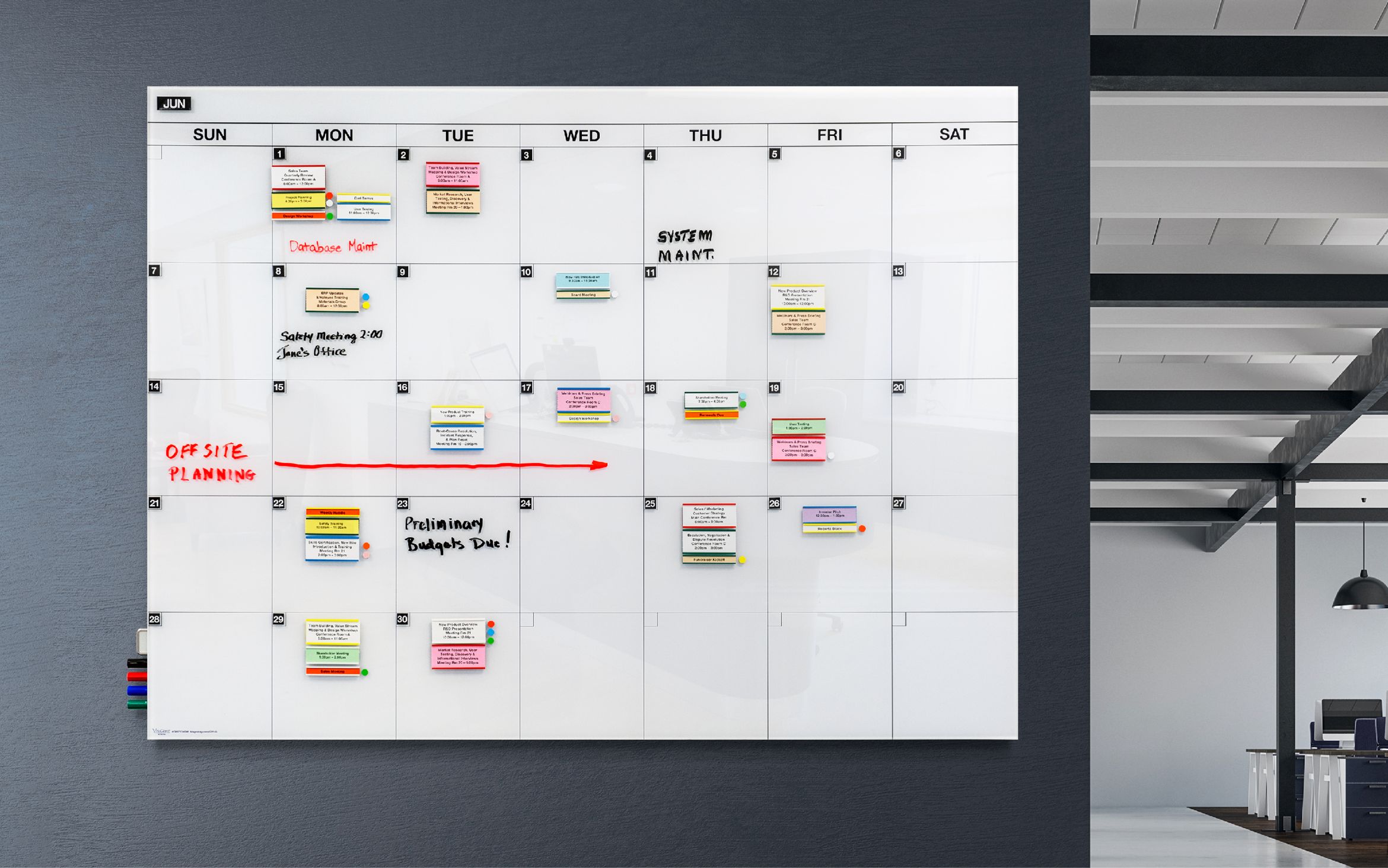 GiantMonth® 31Day Glass Printed Glass Whiteboard Calendar