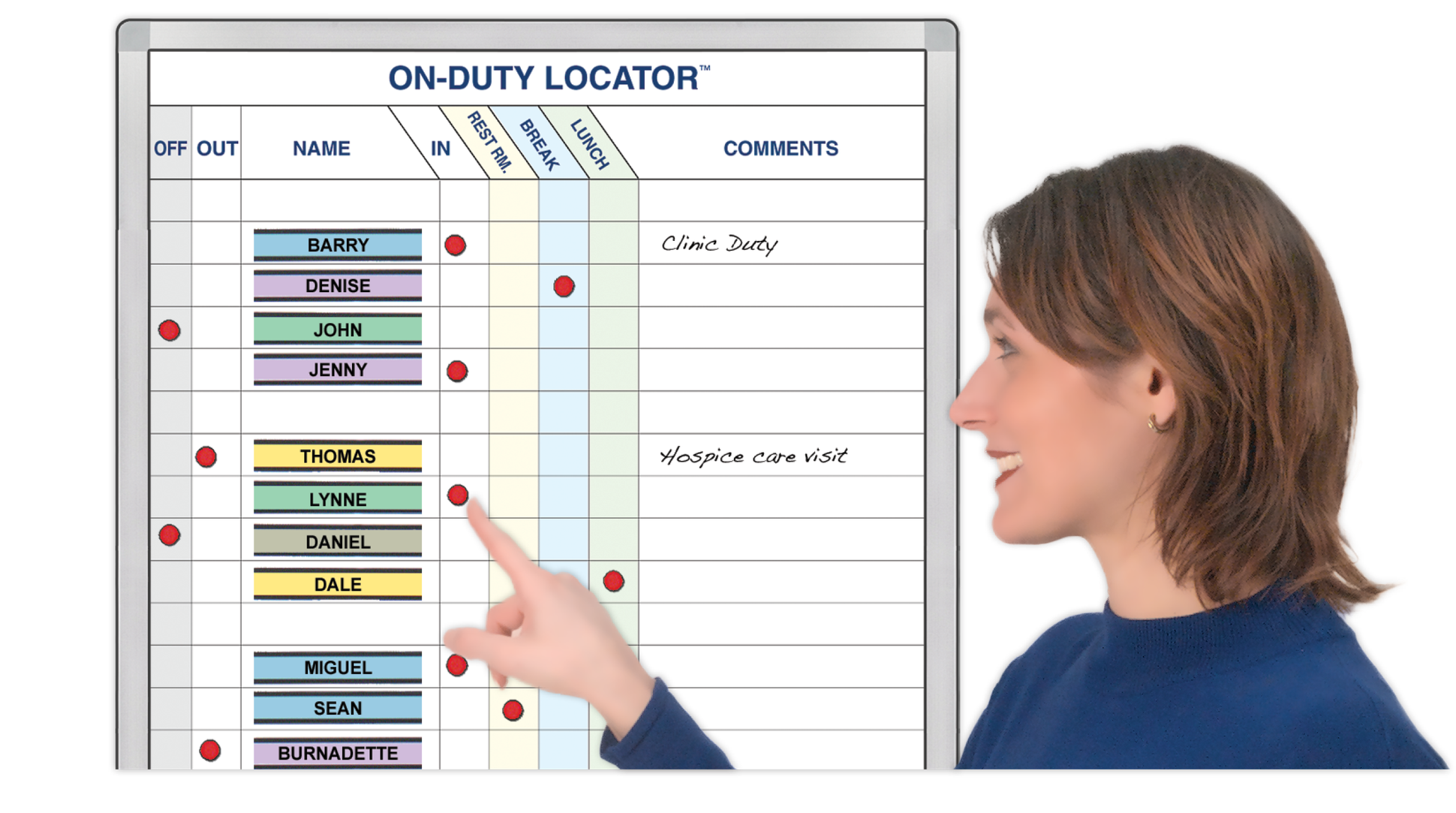 OnDuty Staff Locator™ Whiteboard Kit Magnatag