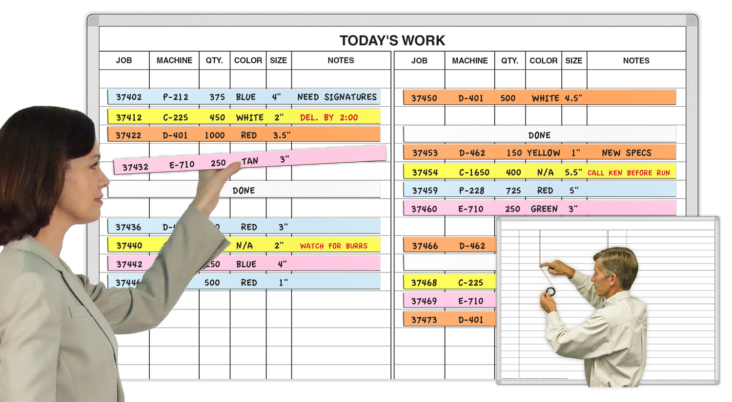 2Sided Long Whiteboard Scheduling Kits Magnatag
