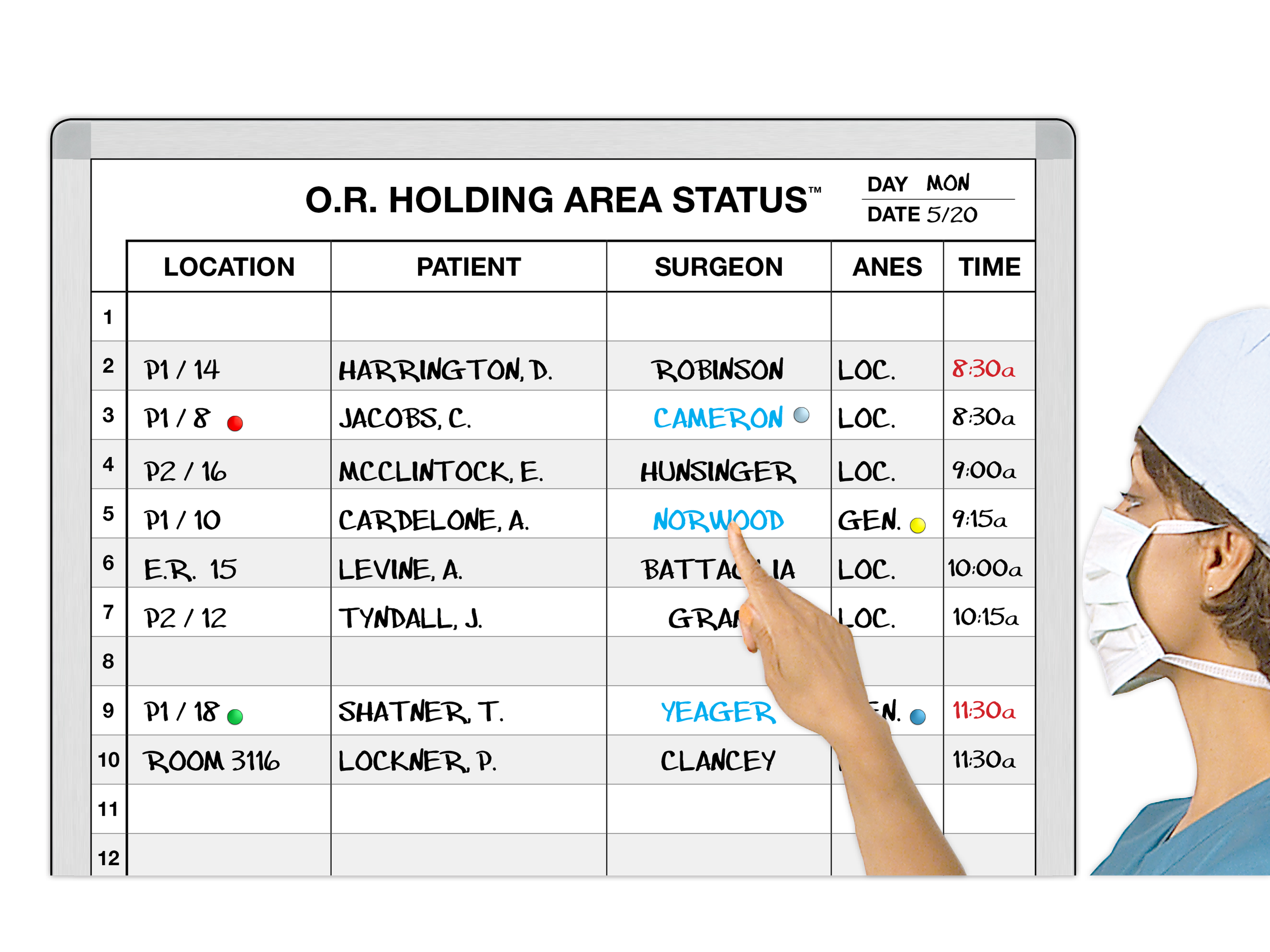 O.R
Holding Area Status