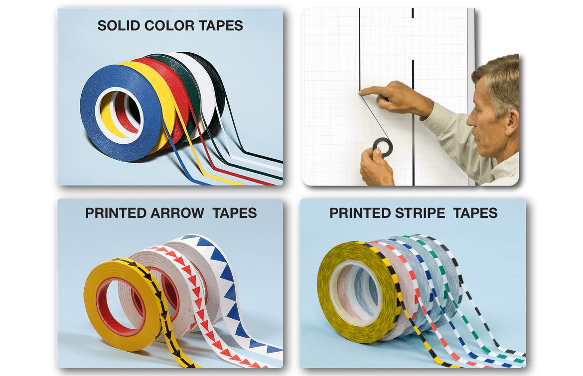 Fodattm 6 Rolls Graphic Art Thin Tape Self-Adhesive Artist Tape Grid Marking Tapes Whiteboard Gridding Tape Dry Erase Tape 72 Yard Per Roll Multicolor, Width：5mm
