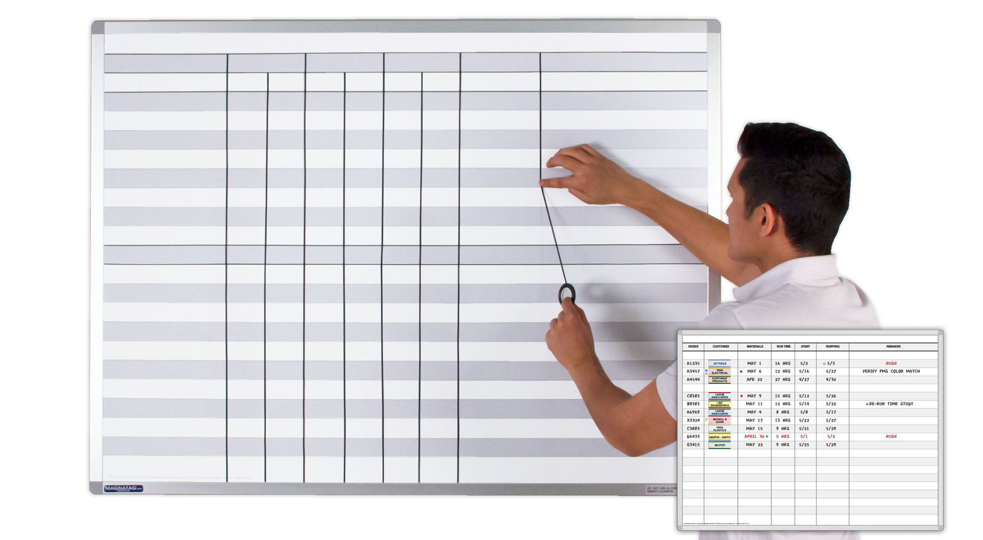 ShadeLine DryErase Board With Shaded Horizontal Rows