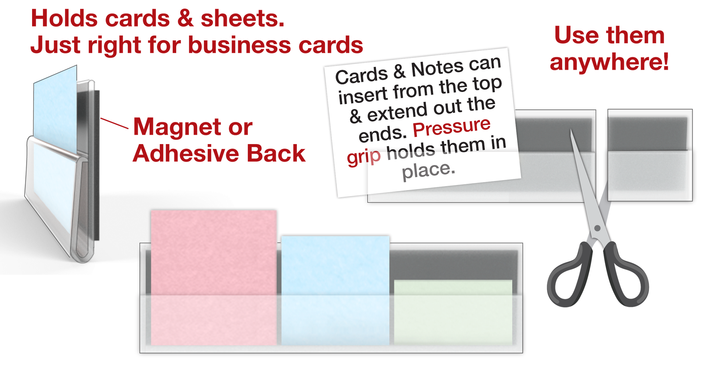 CardGrip Transparent Card & Note Holders