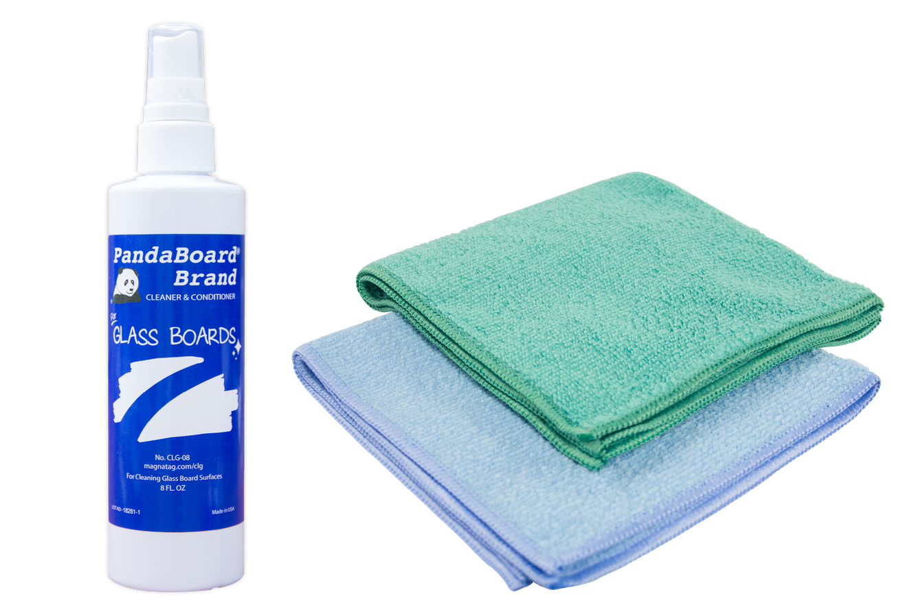PandaBoard® Brand Glassboard Cleaner and Microfiber Towels