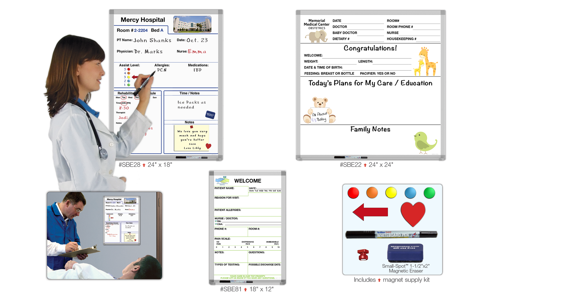 Hospital Patient Bedside Whiteboards printed to Order